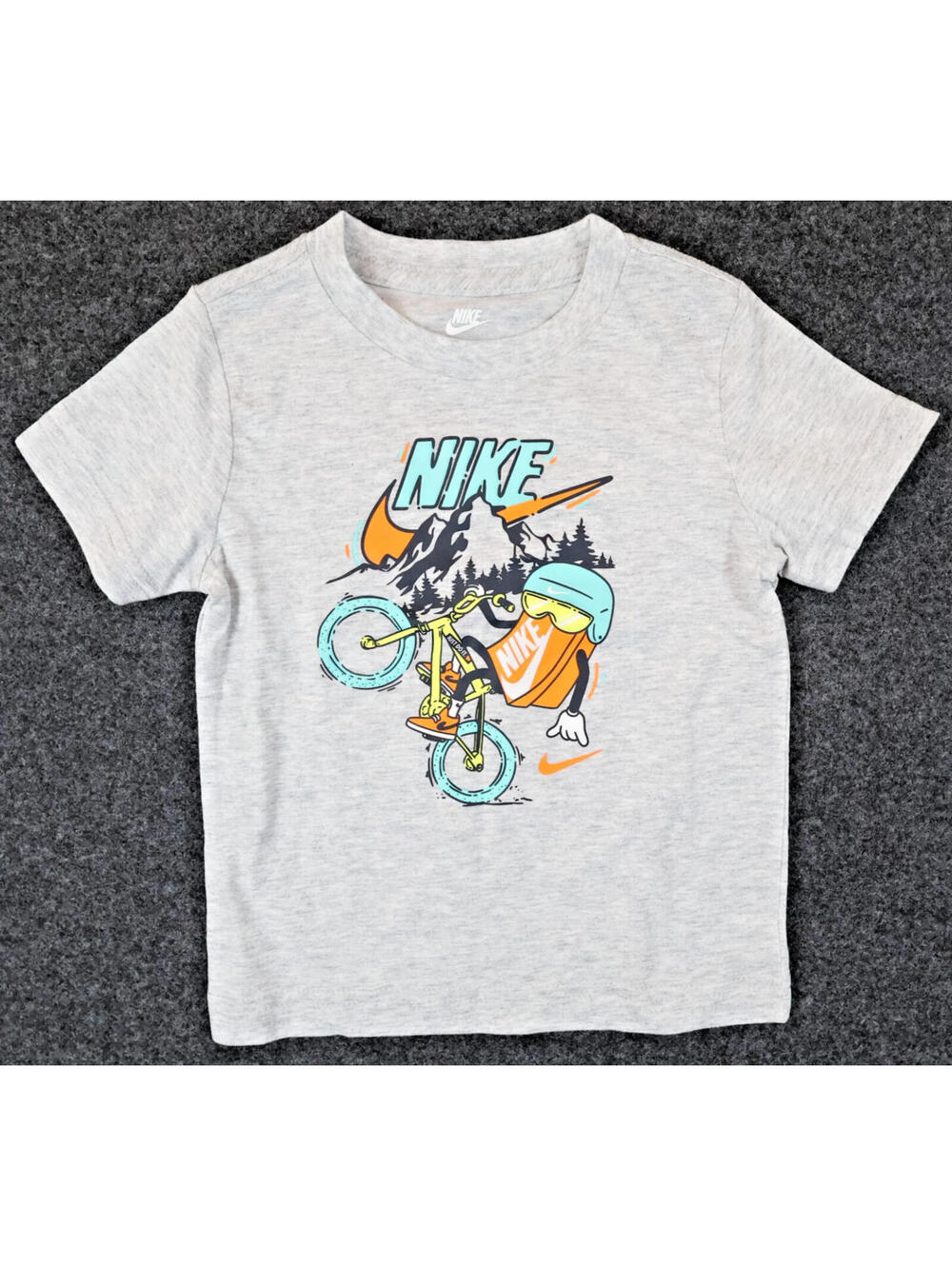 Nike Toddler Graphic T-Shirt Gray BMX Bike Mountain Logo Tee Size 2T NWT